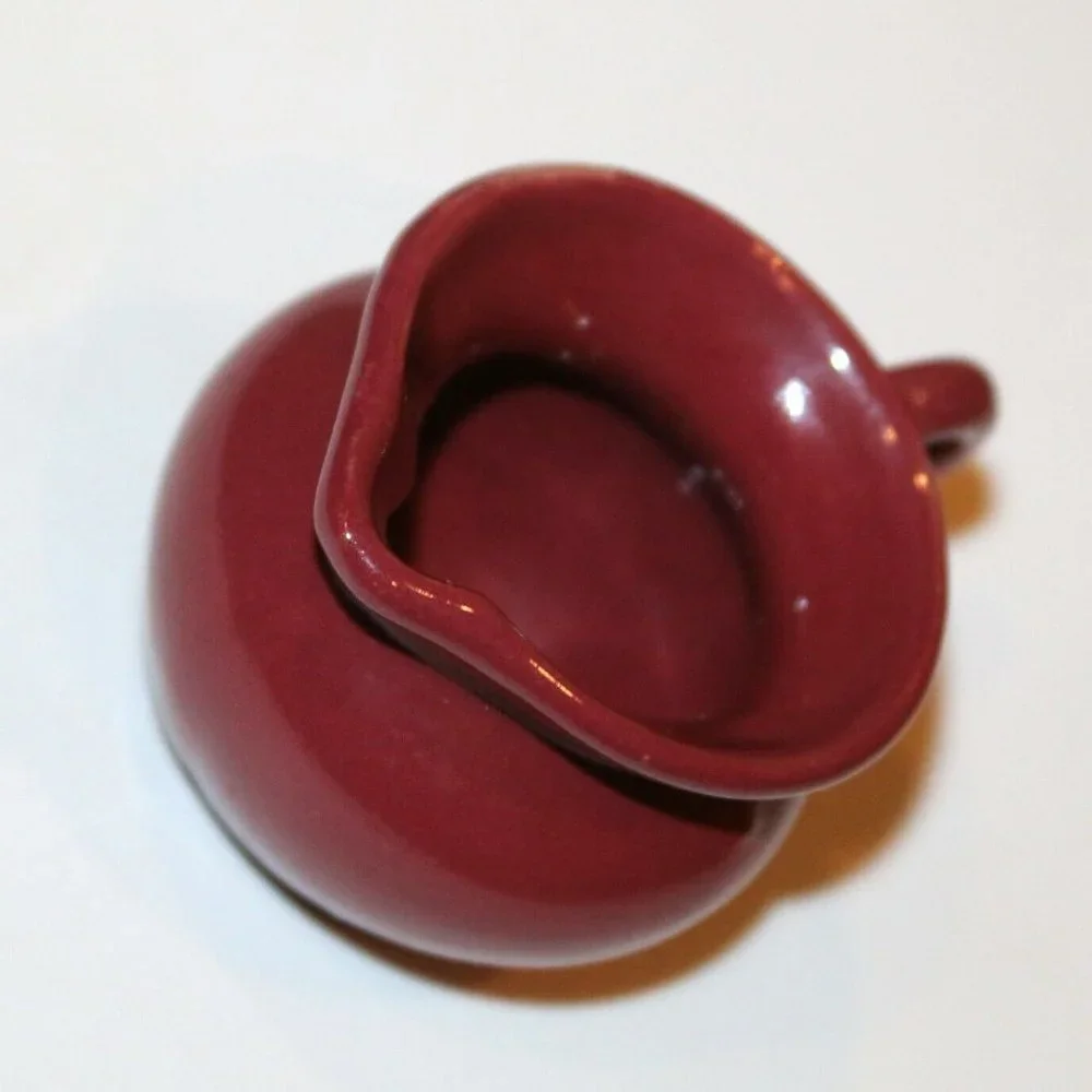 vintage wide mouth pitcher pink / maroon uhl pottery 578? ꫂ❁